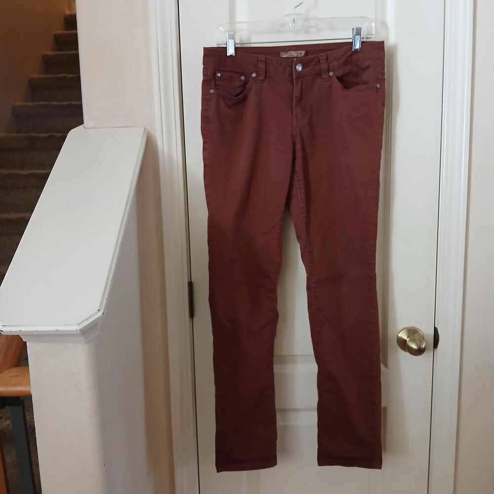 PrAna Kayla Organic Cotton Blend Mid Stretch Fitted Jean Burgundy 6 Gorpcore